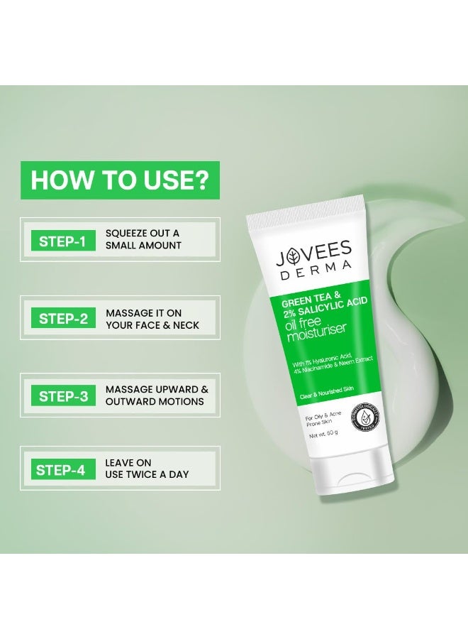 Jovees مرطب خفيف من جوفيس بالشاي الأخضر | مع الشاي الأخضر وحمض الساليسيليك 2% | مرطب خالي من الزيت | يحارب البثور ويرطب | يخفف البقع الداكنة ويضيء البشرة | مرطب غير لزج | للبشرة الدهنية والمعرضة لحب الشباب 50 جرام - Image 4